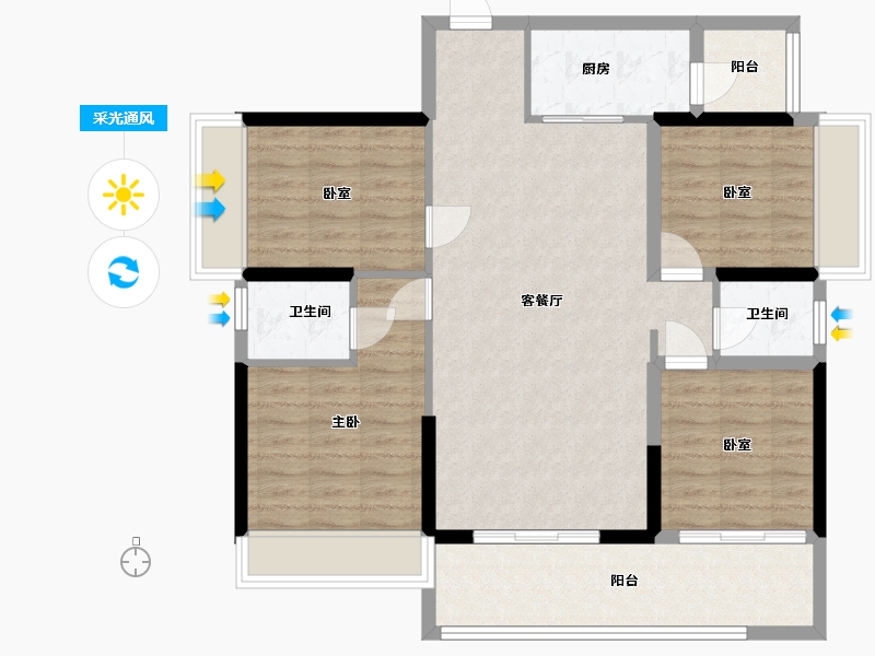 广西壮族自治区-百色市-伴山江湾-106.00-户型库-采光通风