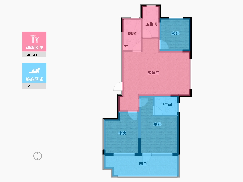 山东省-淄博市-金城荣基柳泉书院-94.39-户型库-动静分区