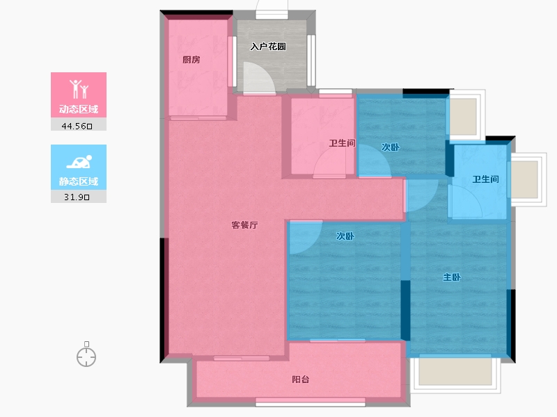 广东省-江门市-保利云上西棠-72.28-户型库-动静分区