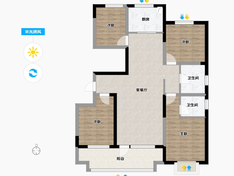 山东省-淄博市-金城荣基柳泉书院-100.80-户型库-采光通风