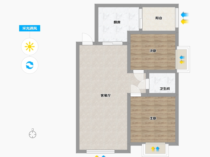 湖南省-长沙市-1-80.00-户型库-采光通风