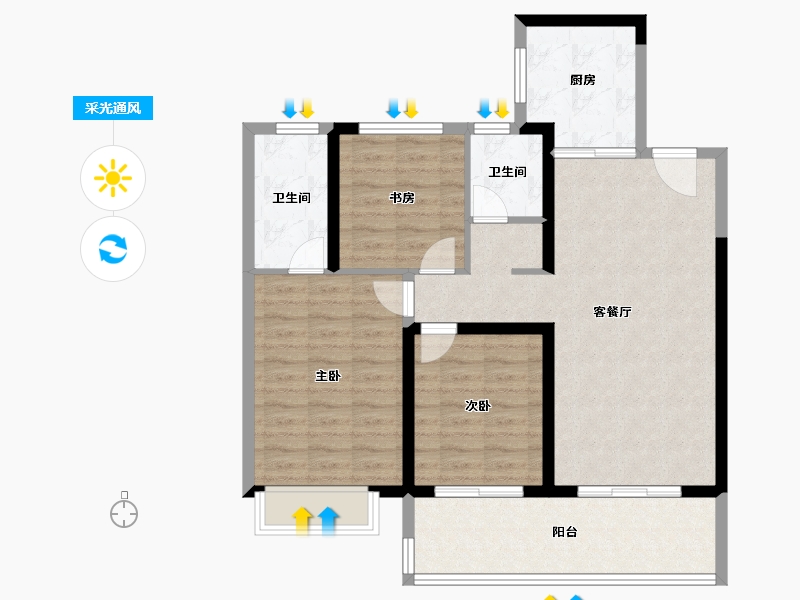 江苏省-盐城市-仁恒滨河世纪-92.00-户型库-采光通风