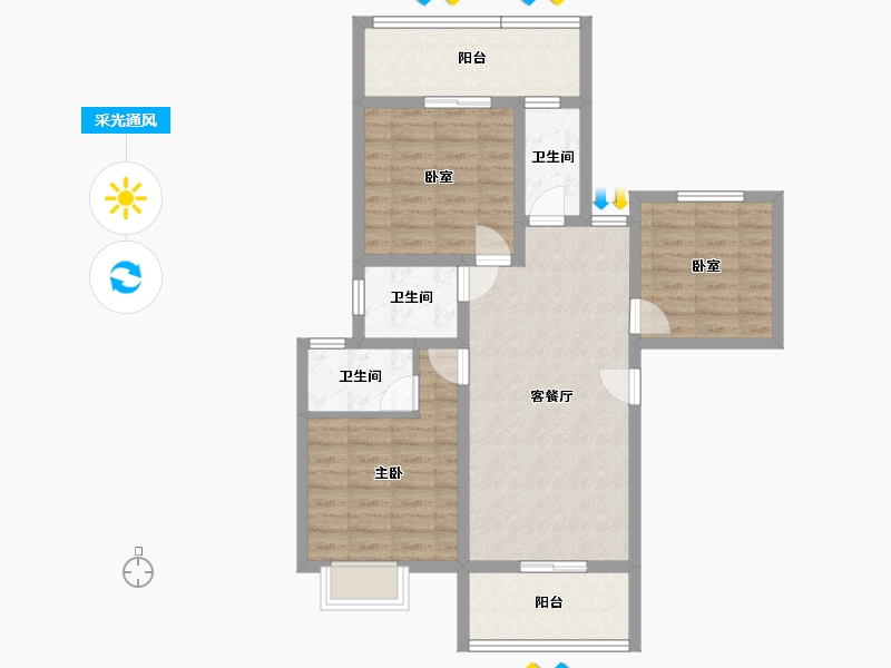 贵州省-安顺市-国风原著-83.19-户型库-采光通风