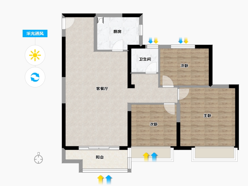 山东省-淄博市-金科集美嘉亿-92.00-户型库-采光通风