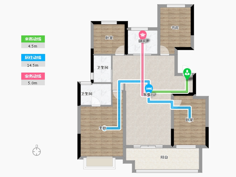 山东省-聊城市-翰林天悦-105.60-户型库-动静线