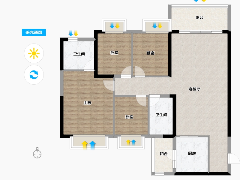 广东省-江门市-台山恒大翡翠华庭-110.15-户型库-采光通风