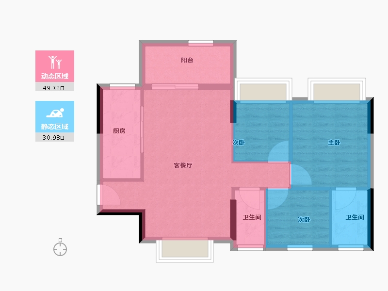 广东省-江门市-灏晟华园-72.56-户型库-动静分区