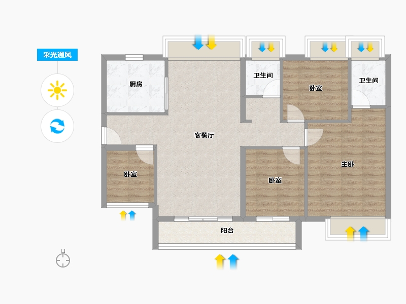 广东省-江门市-保利中央公馆-91.00-户型库-采光通风