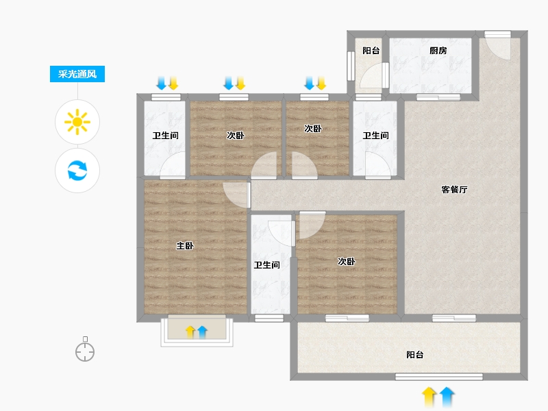 广东省-江门市-灏晟华园-115.18-户型库-采光通风