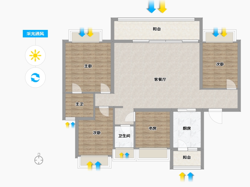 四川省-成都市-中南樾府-119.25-户型库-采光通风