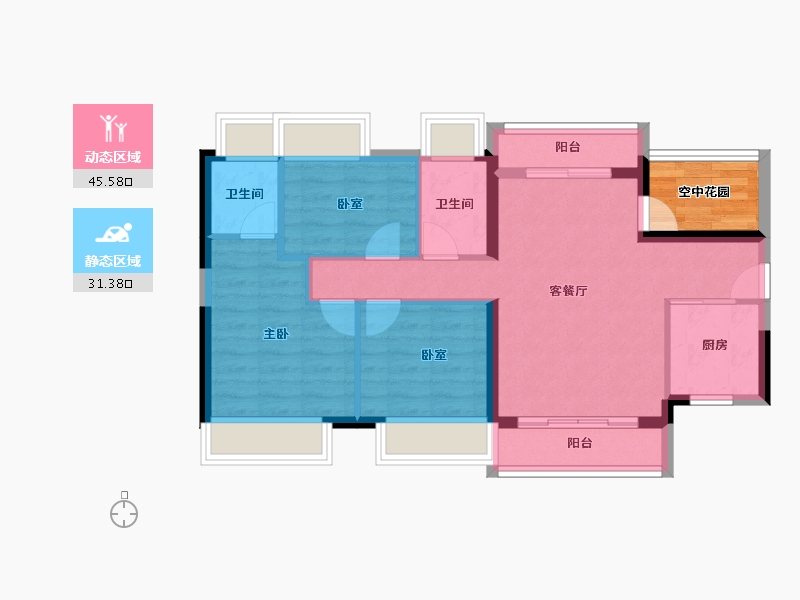 广东省-江门市-保利中央公馆-72.77-户型库-动静分区