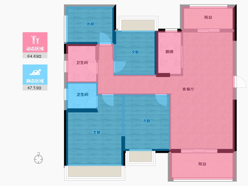 广东省-江门市-云星·钱隆世家-100.73-户型库-动静分区