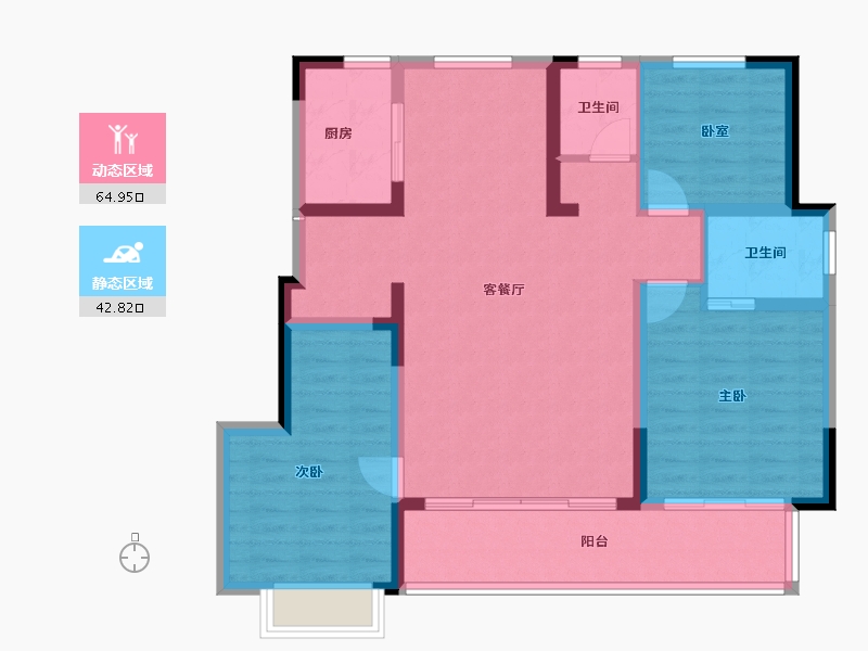 山东省-淄博市-墨香居-96.81-户型库-动静分区