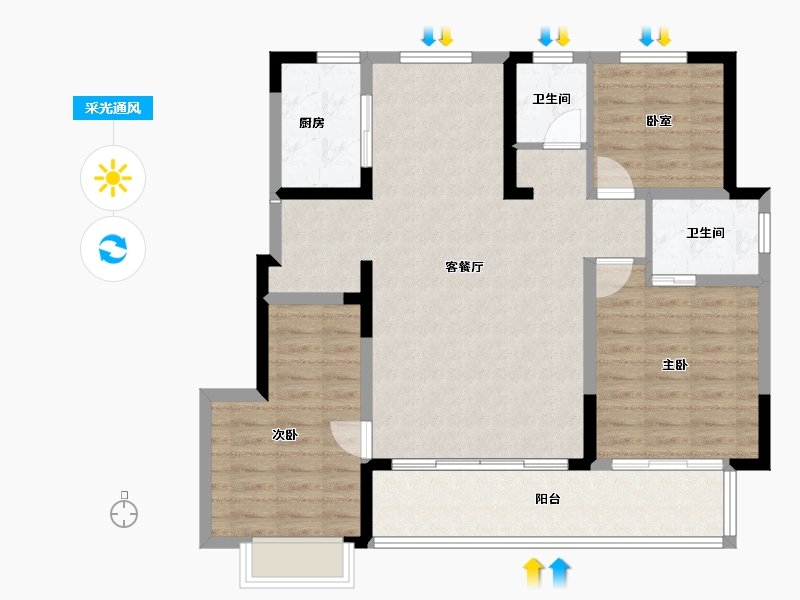 山东省-淄博市-墨香居-96.81-户型库-采光通风