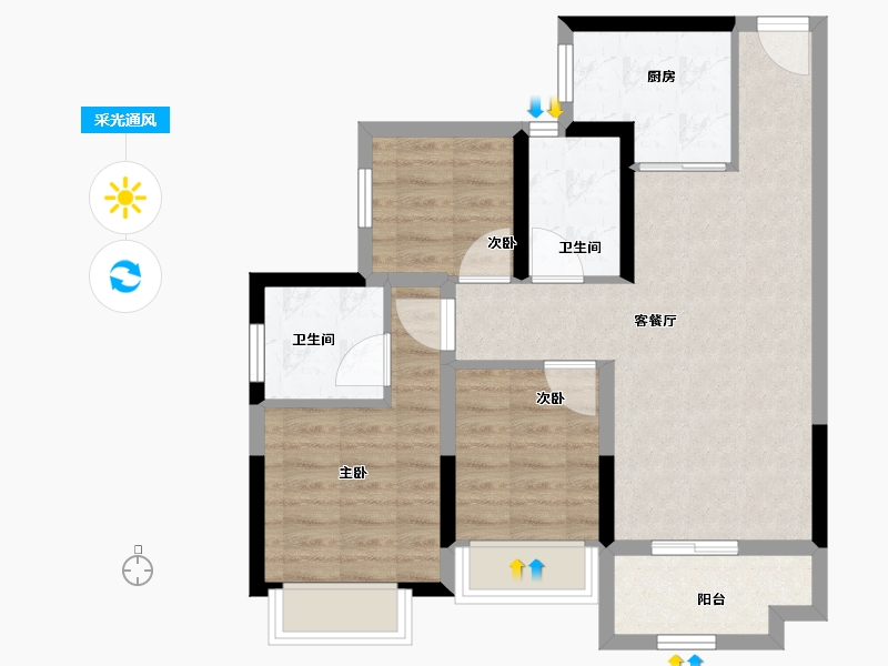 广东省-江门市-中国铁建城-71.05-户型库-采光通风