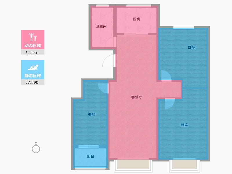 山东省-淄博市-万豪舜和园-94.37-户型库-动静分区