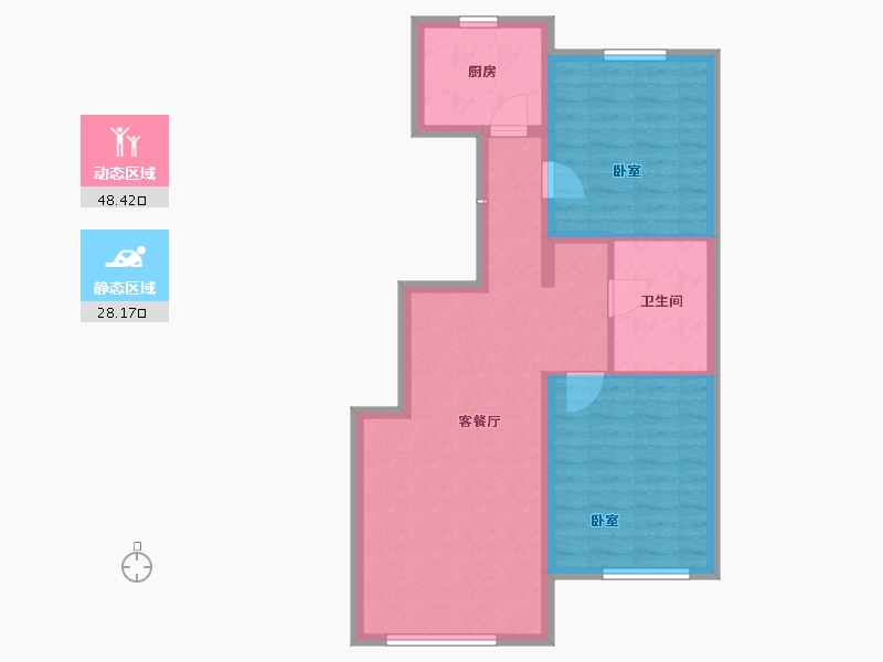 内蒙古自治区-通辽市-泽信四季花城-68.65-户型库-动静分区