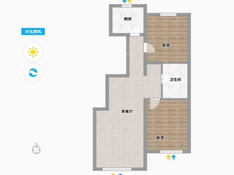 内蒙古自治区-通辽市-泽信四季花城-68.65-户型库-采光通风