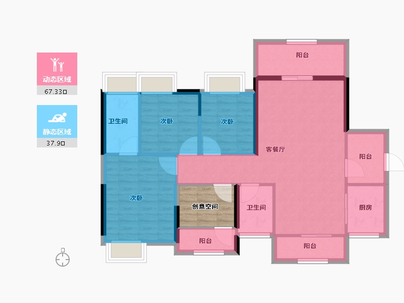 广东省-江门市-江门二沙岛-100.30-户型库-动静分区