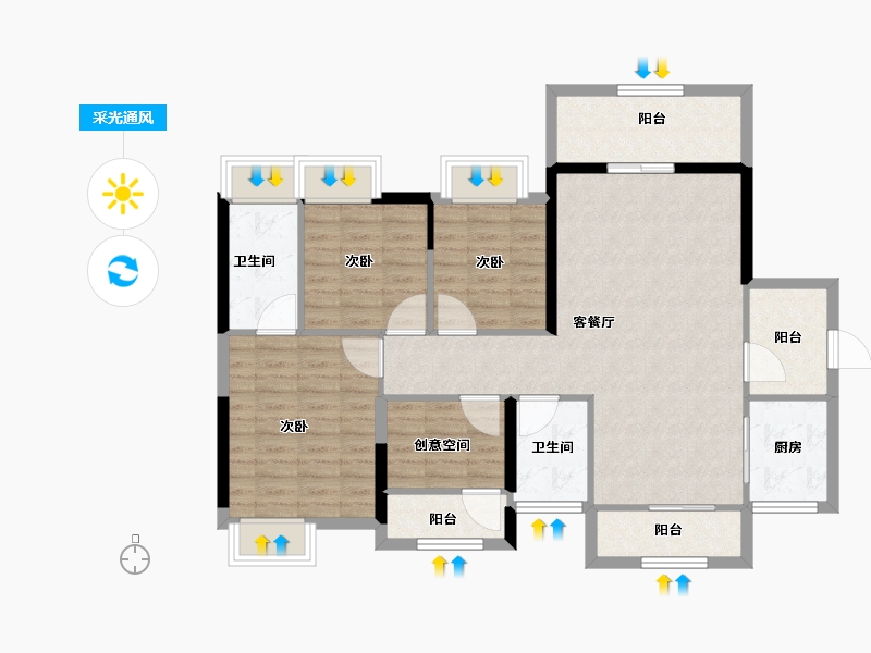 广东省-江门市-江门二沙岛-100.30-户型库-采光通风