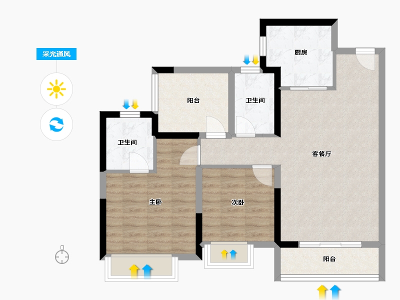 广东省-江门市-大华博富御潭江-77.00-户型库-采光通风