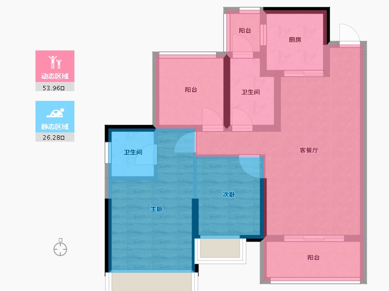 广东省-江门市-云星·钱隆世家-70.51-户型库-动静分区