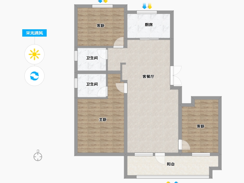 山东省-聊城市-财信·九州印象-101.60-户型库-采光通风