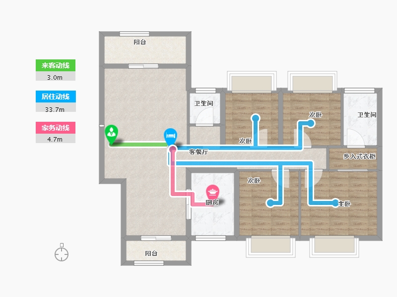 湖南省-郴州市-振兴凤凰名邸-104.04-户型库-动静线