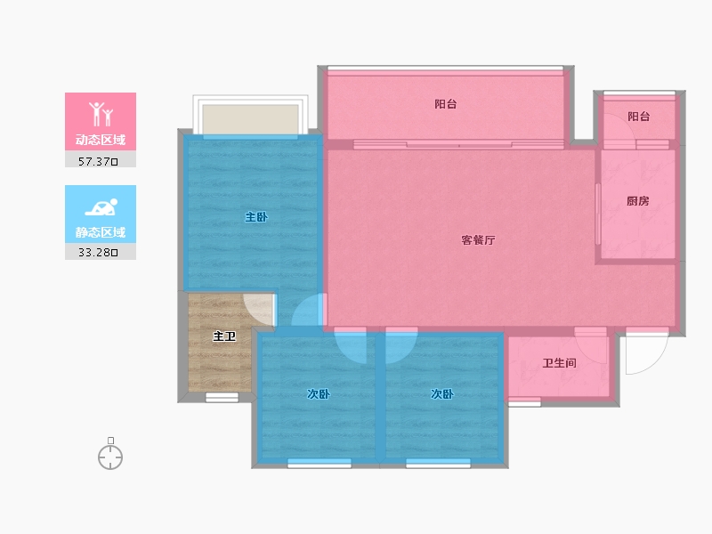 四川省-成都市-佳乐云锦阁-85.78-户型库-动静分区