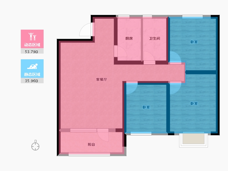 辽宁省-朝阳市-文祥豪府1#院-79.14-户型库-动静分区