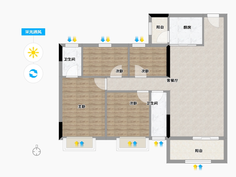 广东省-江门市-灏晟华园-98.41-户型库-采光通风