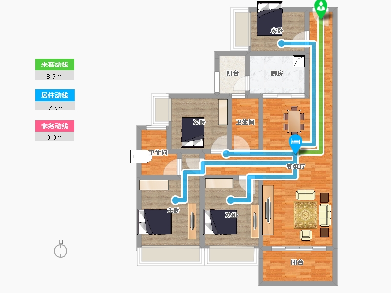 广东省-江门市-汇银江南富湾-104.00-户型库-动静线