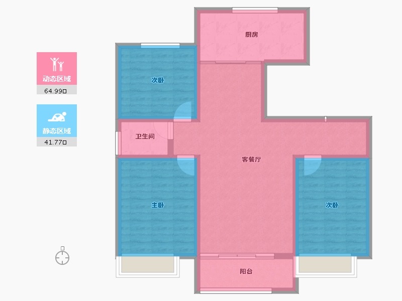 山东省-淄博市-鸿泰花漾城-95.97-户型库-动静分区