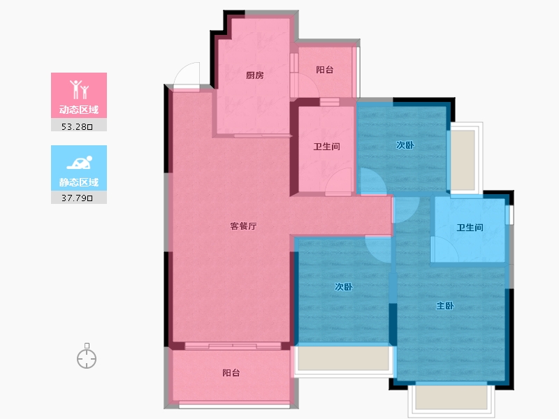 广东省-江门市-台山恒大名都-81.34-户型库-动静分区