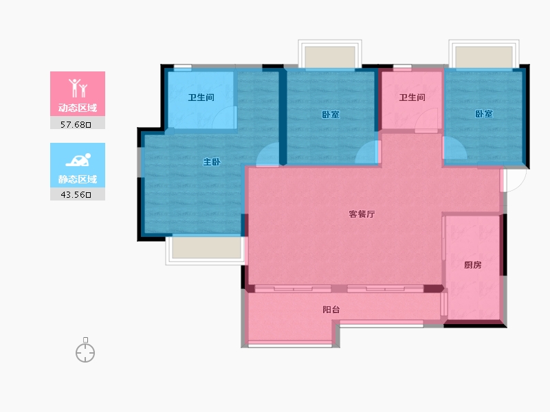 广东省-江门市-台山恒大名都-91.55-户型库-动静分区