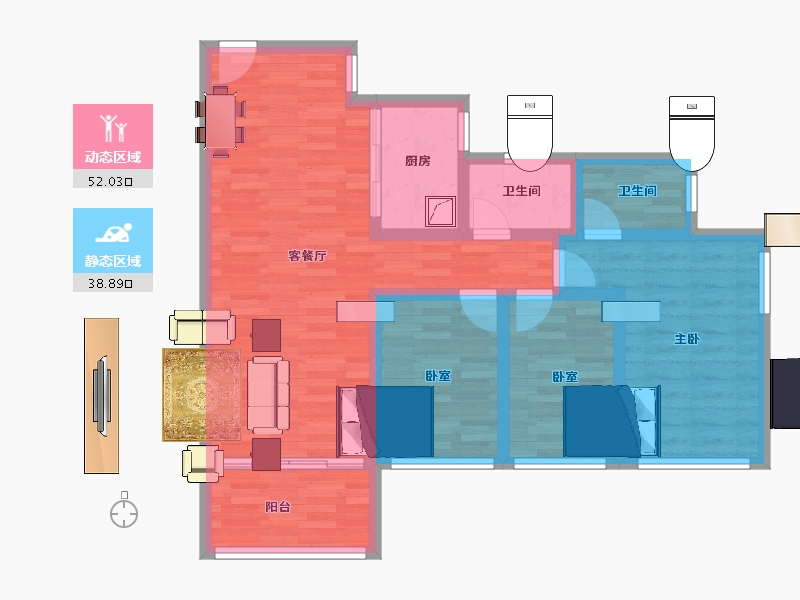 广东省-江门市-汇银江南富湾-80.00-户型库-动静分区