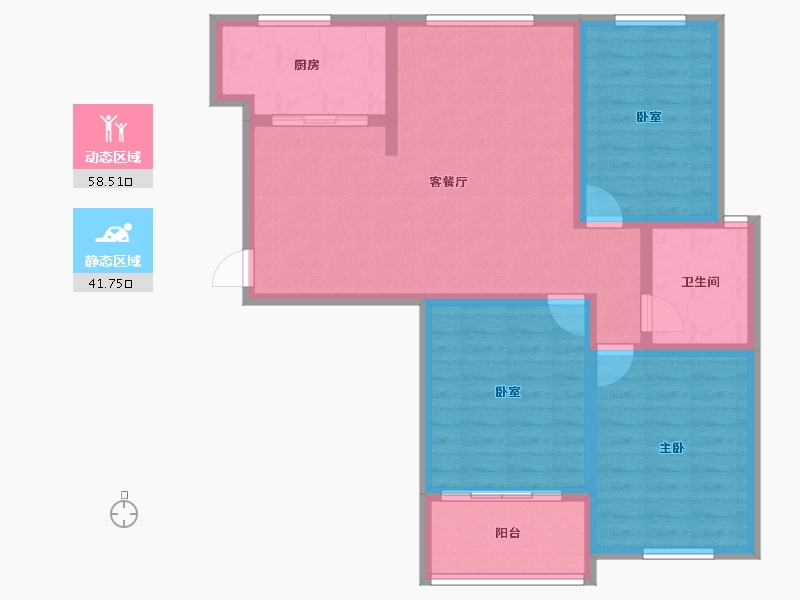 山东省-聊城市-骏宏·东晟御景-89.60-户型库-动静分区