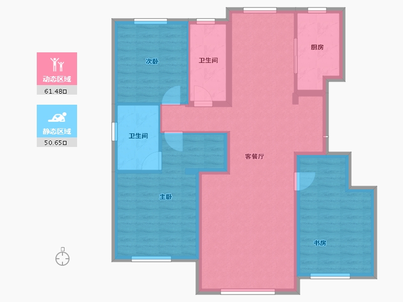 内蒙古自治区-通辽市-泽信四季花城-100.83-户型库-动静分区