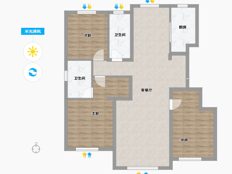 内蒙古自治区-通辽市-泽信四季花城-100.83-户型库-采光通风