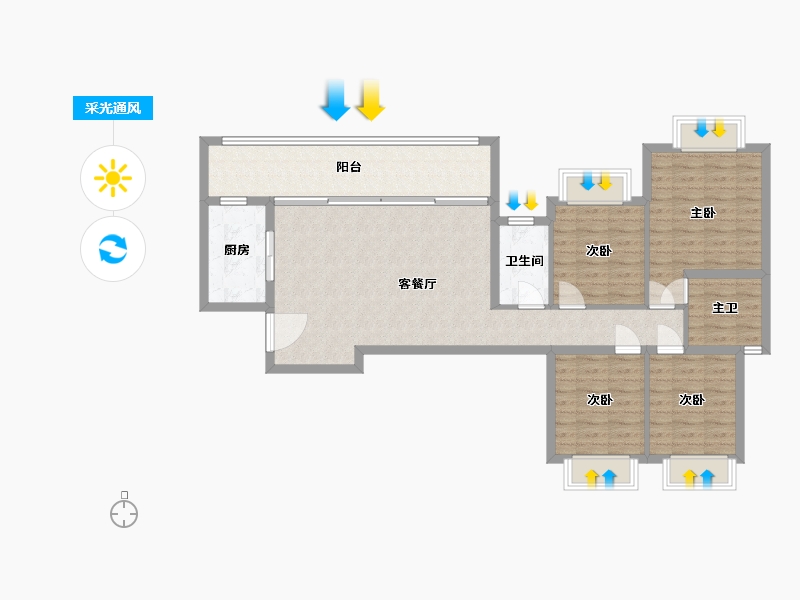 四川省-成都市-佳乐云锦阁-103.70-户型库-采光通风