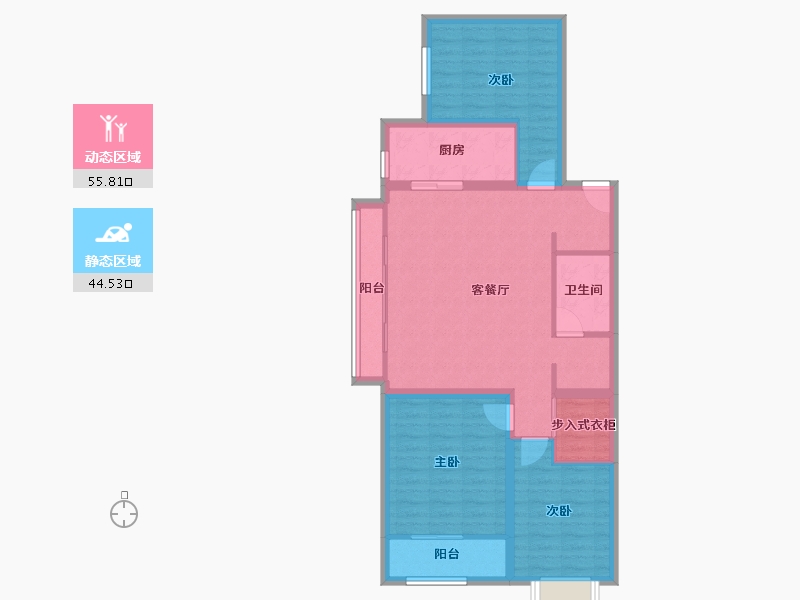 内蒙古自治区-通辽市-通辽富力城Ⅱ期-89.77-户型库-动静分区