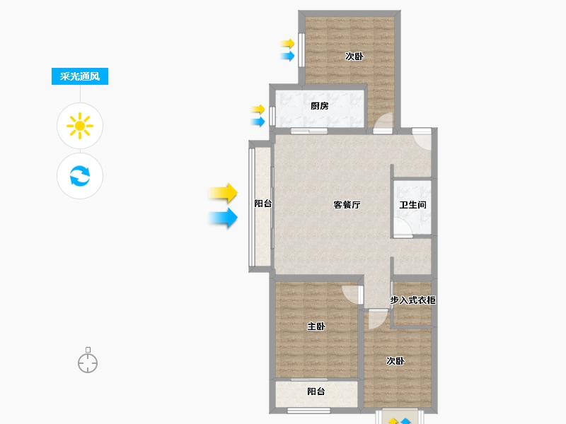 内蒙古自治区-通辽市-通辽富力城Ⅱ期-89.77-户型库-采光通风