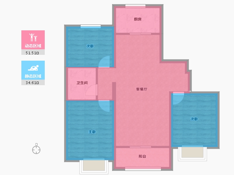 内蒙古自治区-通辽市-星湖世家北区-77.28-户型库-动静分区