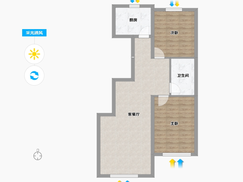 内蒙古自治区-通辽市-泽信四季花城-67.32-户型库-采光通风