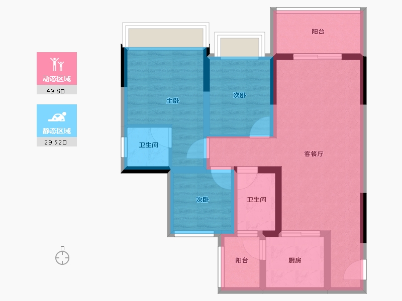 广东省-江门市-丽日·宏都华庭-69.19-户型库-动静分区