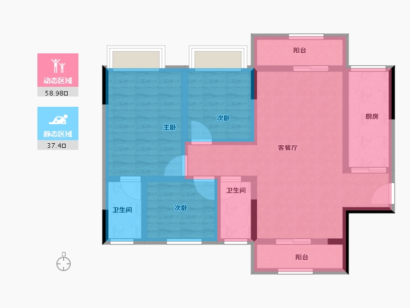 广东省-江门市-灏晟华园-84.64-户型库-动静分区