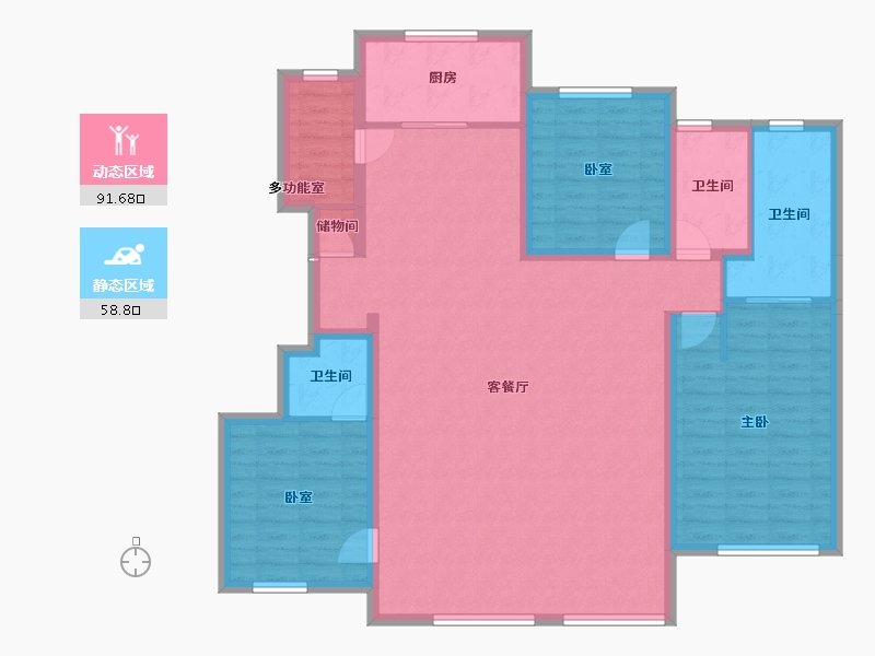 内蒙古自治区-通辽市-泽信四季花城-137.01-户型库-动静分区