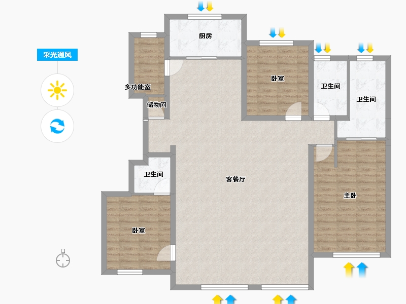 内蒙古自治区-通辽市-泽信四季花城-137.01-户型库-采光通风