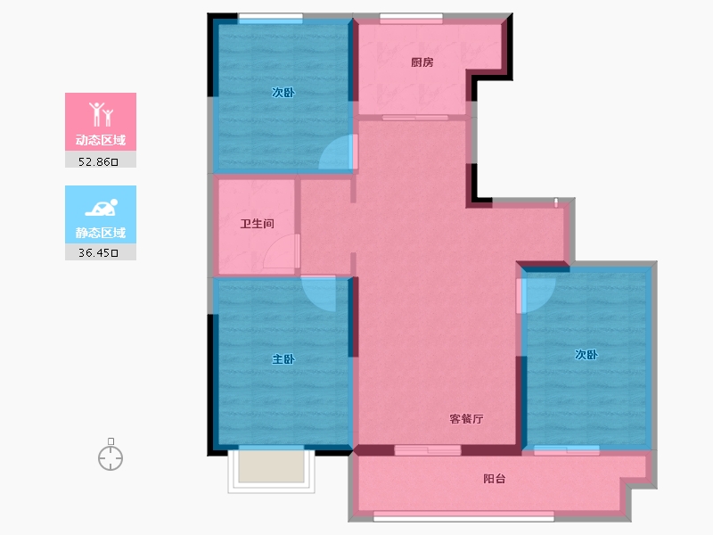 内蒙古自治区-通辽市-通辽富力城Ⅱ期-79.59-户型库-动静分区