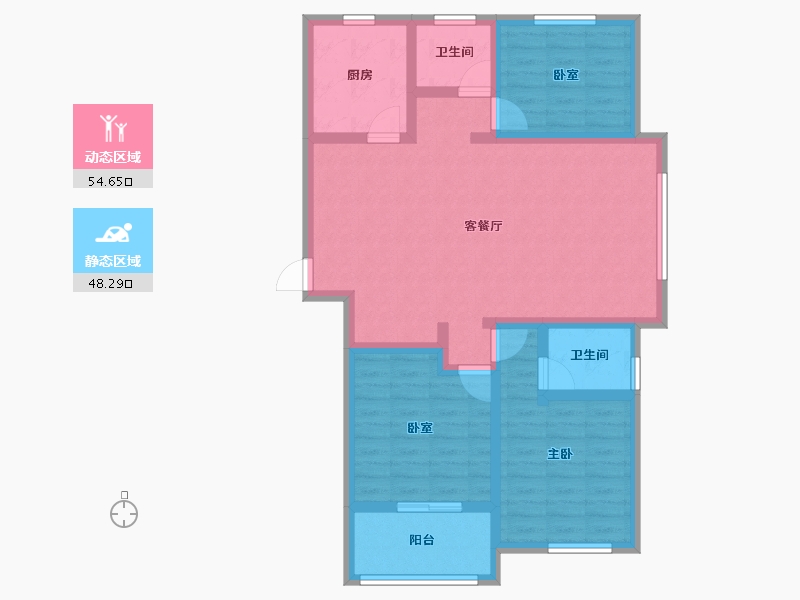 山东省-聊城市-骏宏·东晟御景-91.20-户型库-动静分区